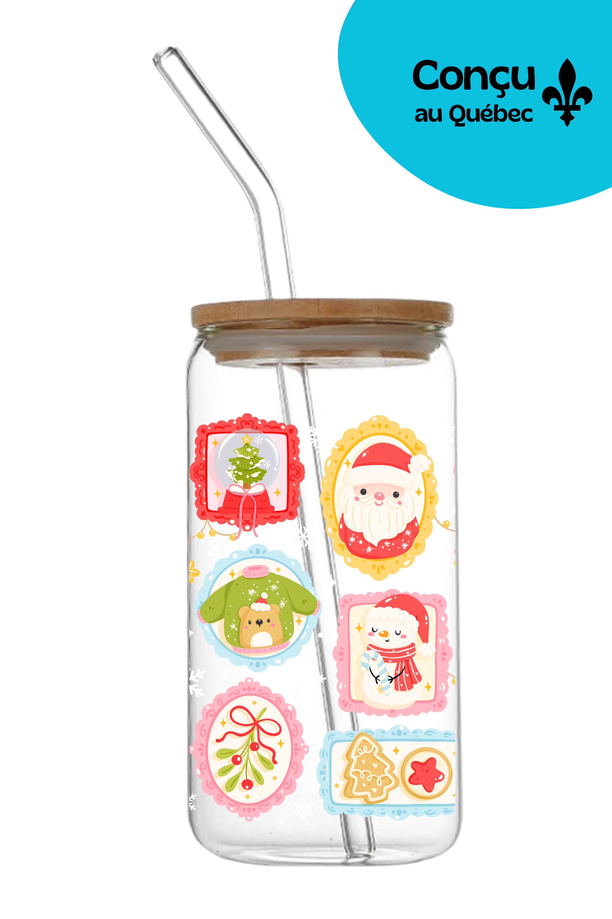 Verre 16oz - Hiver 2025 - Cadres de Noël