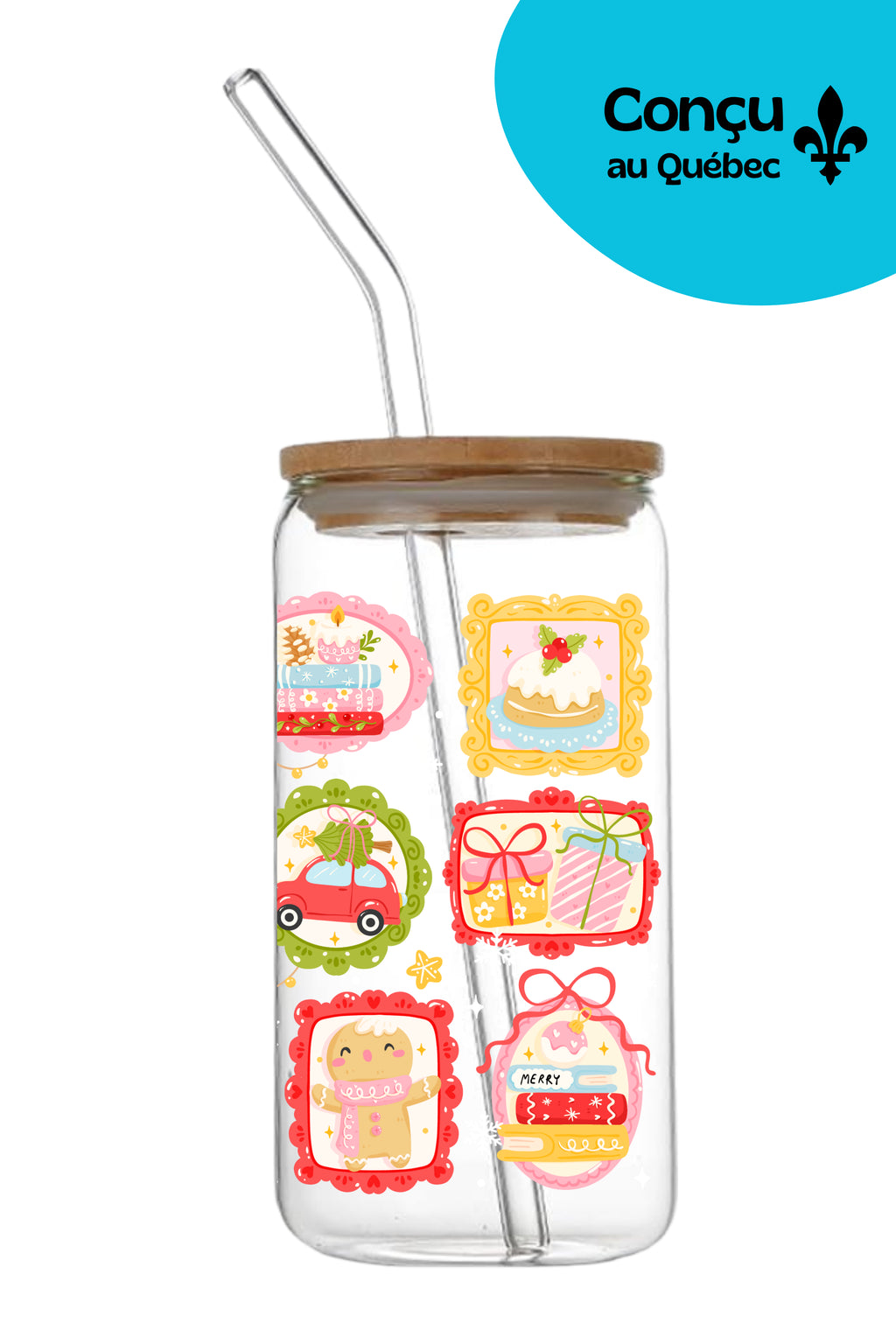 Verre 16oz - Hiver 2025 - Cadres de Noël