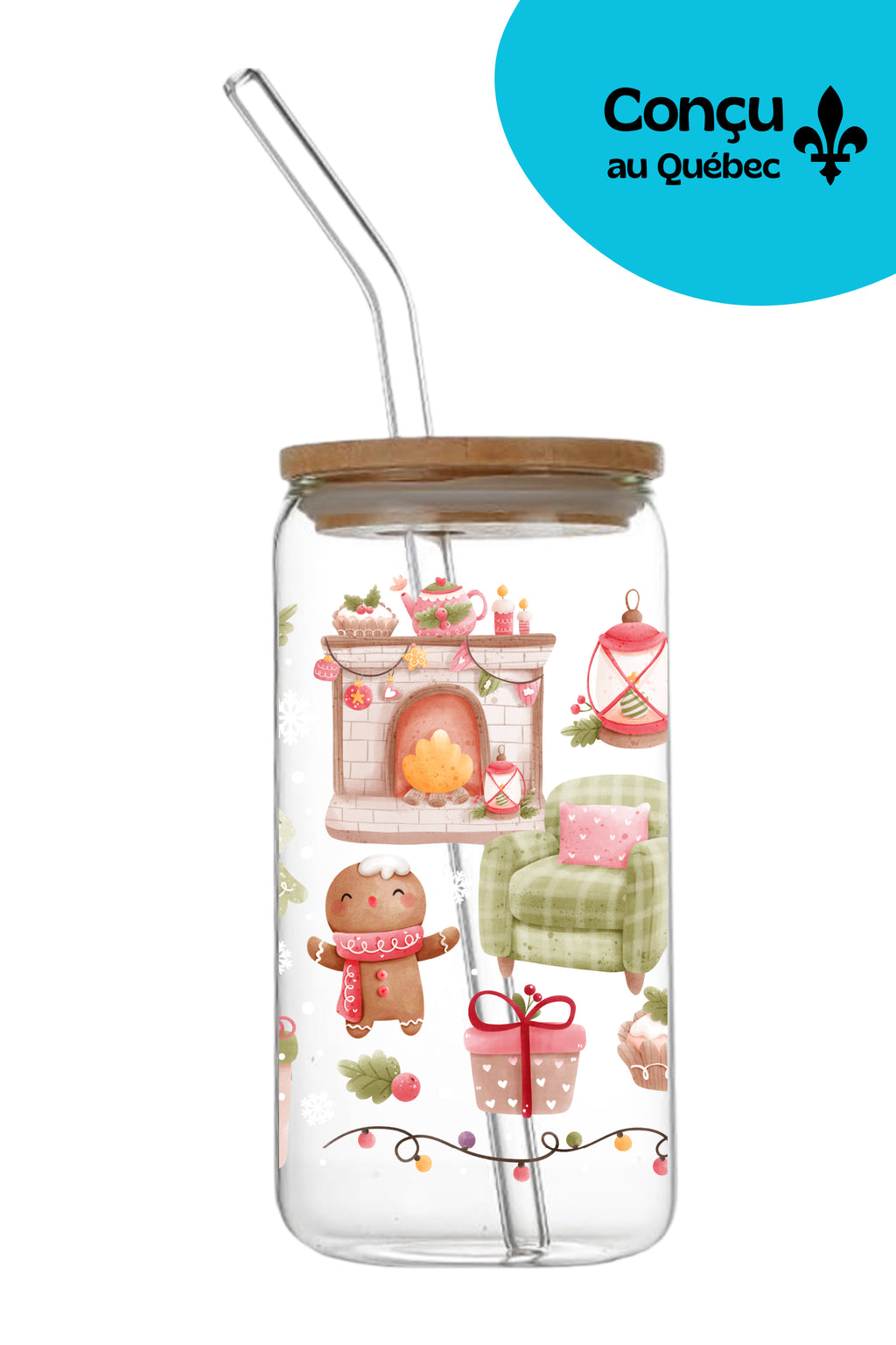 Verre 16oz - Hiver 2025 - Chaussette de Cheminée