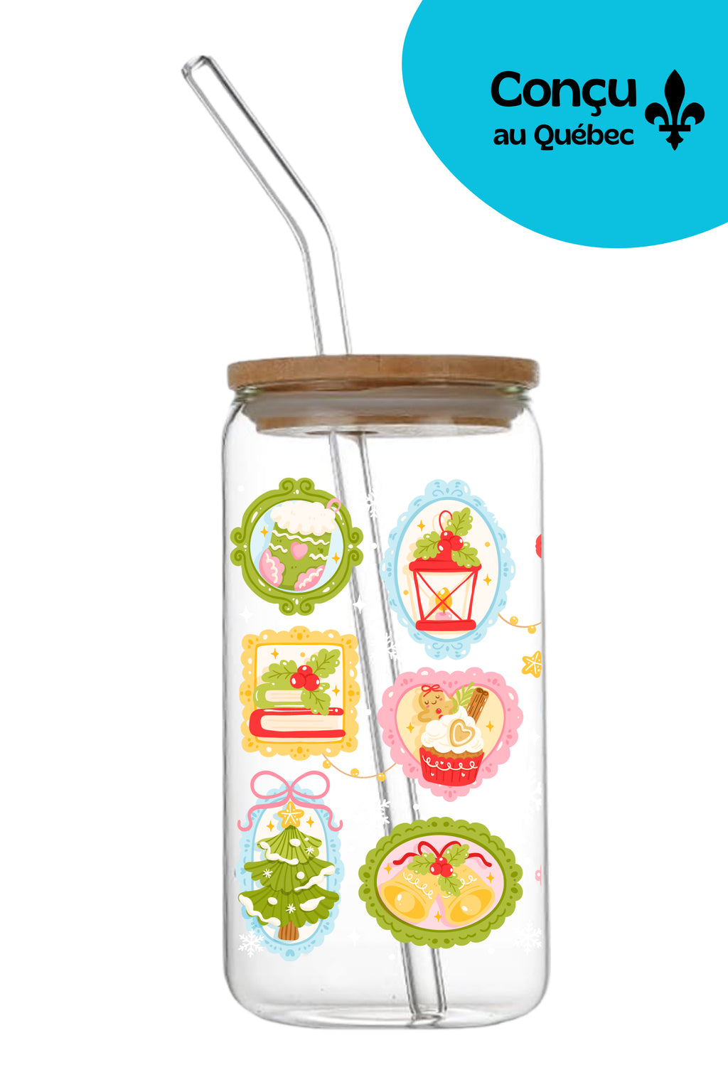Verre 16oz - Hiver 2025 - Cadres de Noël
